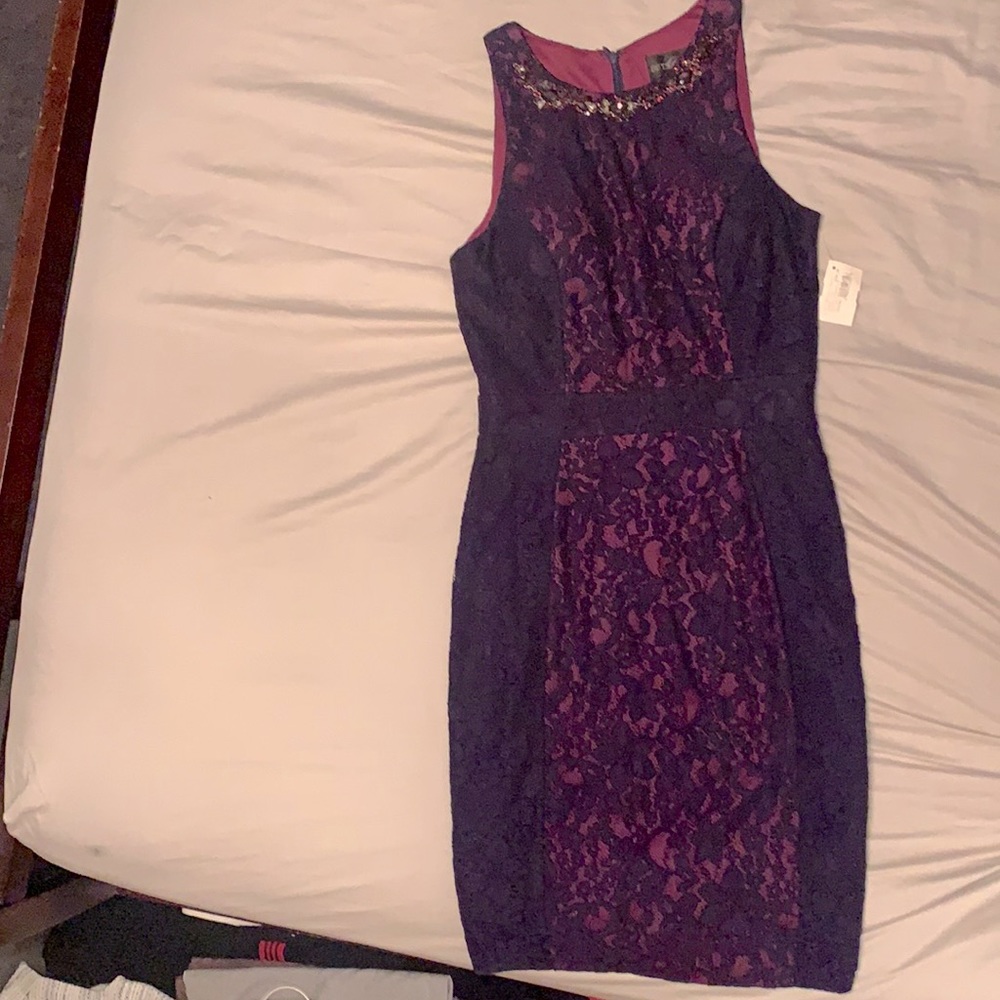 Betsy and Adam Navy and Magenta dress, size 8